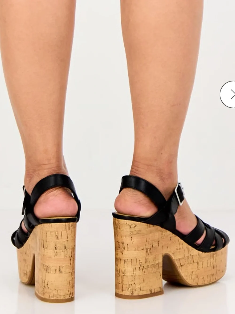 Nine West Black Strappy Cork Platform Sandals